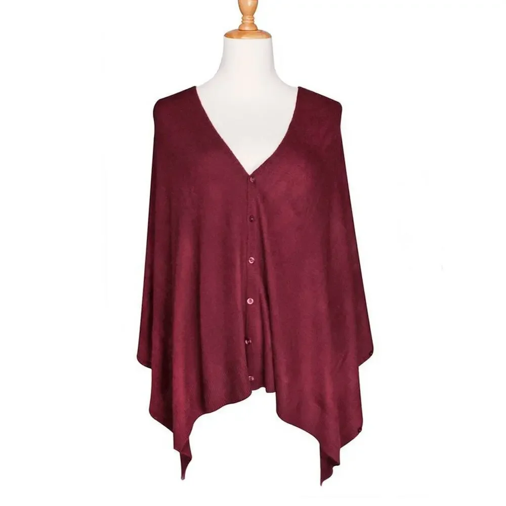 Burgundy Button Shawl Shrug Wrap 60